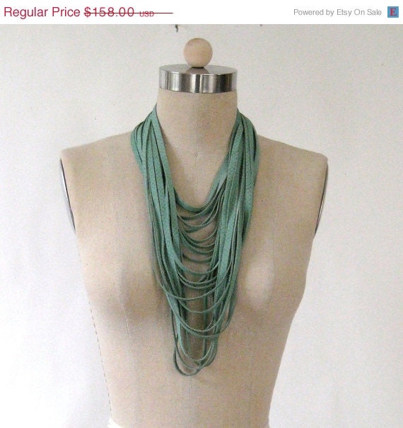 SALE Mint Green Snakeskin Printed Leather Uni Loop Necklace - Ready to Ship