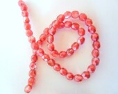 Coated Satin Sherbert Czech Firepolish Glass 4mm Faceted Round Beads