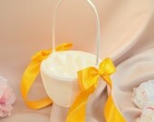 Custom Colors Satin Flower Girl Basket..BOGO Half Off..You Choose The Colors..Shown in ivory/yellow gold