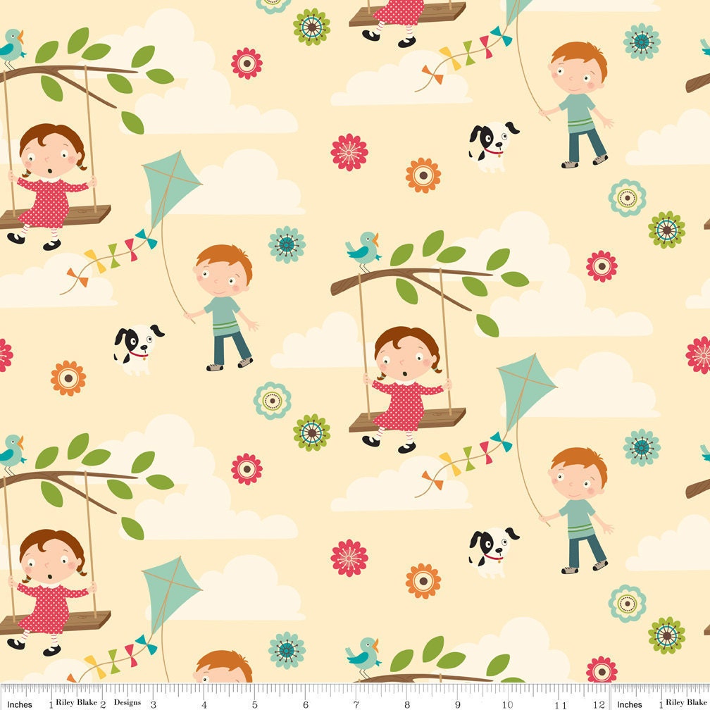 Fly a Kite - Main in Cream - sku C2780 - by October Afternoon for  Riley Blake Designs - 1/2 Yard