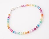 Rainbow Bracelet multi gemstones sterling silver bead jewelry summer friendship bracelet
