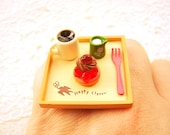 Coffee Ring  Miniature Food Jewelry Cake And Coffee