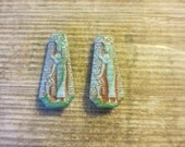 Vintage Czech Glass Egyptian Revival Cleopatra Stones Faceted Back Fantastic Color