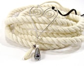 Silver Heart Pendant, Black and White, Sterling Silver, Artisan Made Jewelry