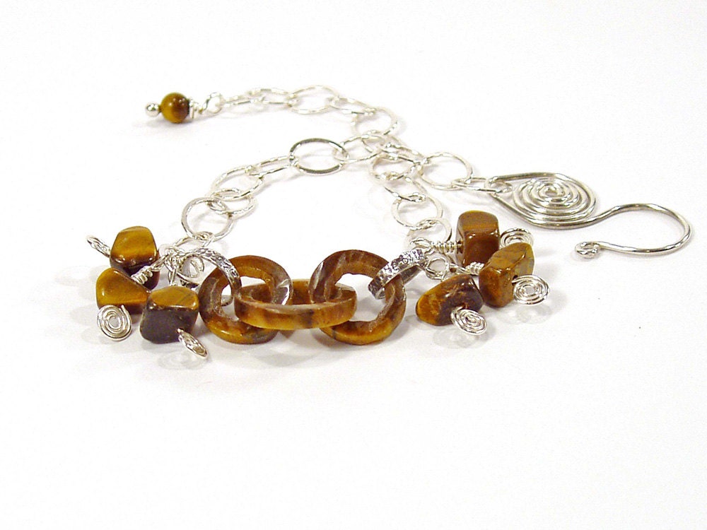 Tiger Eye Bracelet, Silver Bracelet, Chain Bracelet, One of a Kind