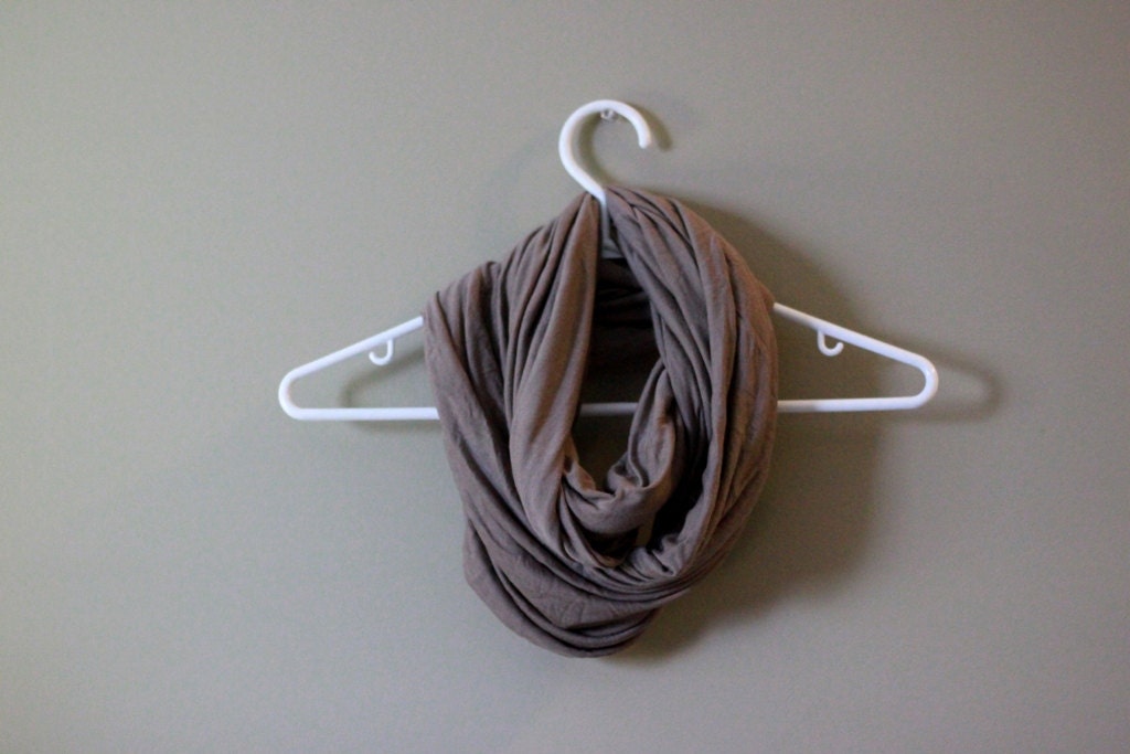Oversize Taupe Jersey Infinity Scarf. Circle Cowl Scarf. Light Brown. For Her For Him.  Preppy. Unisex. Winter Fashion