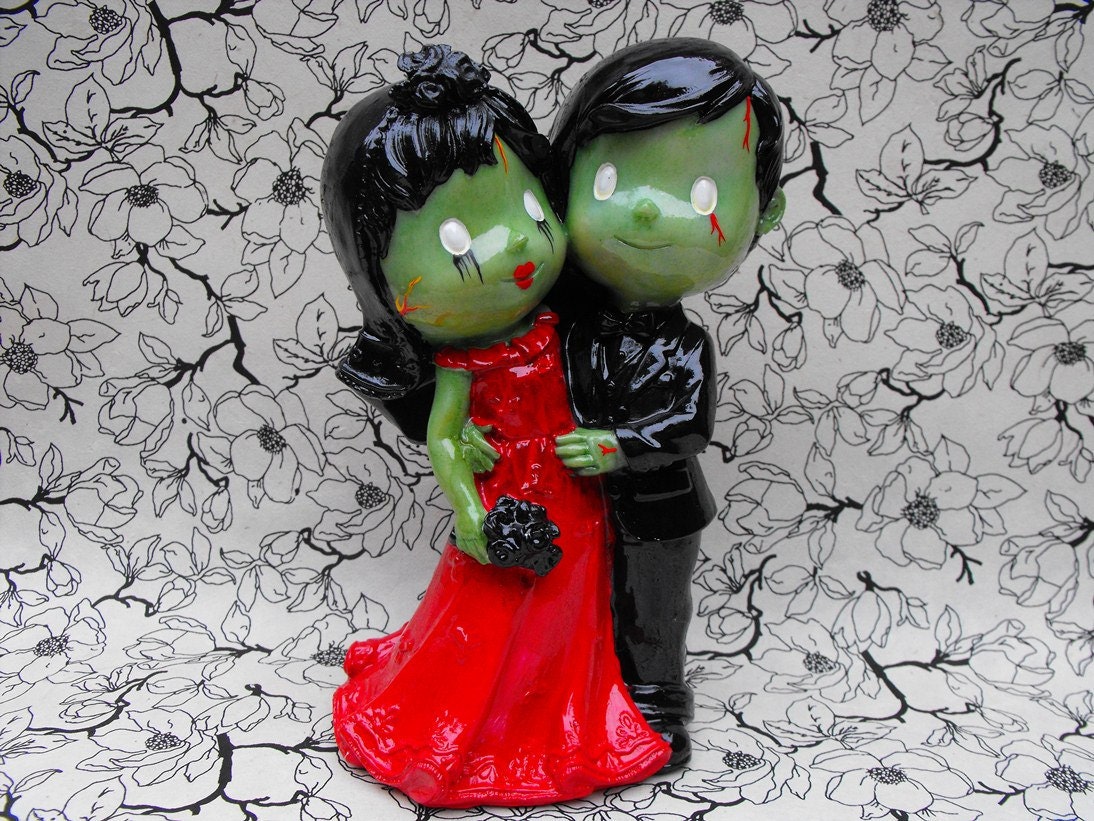 Zombie Couple Day of the Dead Style Wedding Cake Topper
