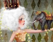5x7 Premium Art Print - "Carnivàle" - Small Size Giclee Print - Circus Performer Lowbrow Artwork Mixed Media Digital Painting and Collage