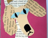 Poodle card, printed page, simple, all occasion, dog portrait, snobby, paper, collage