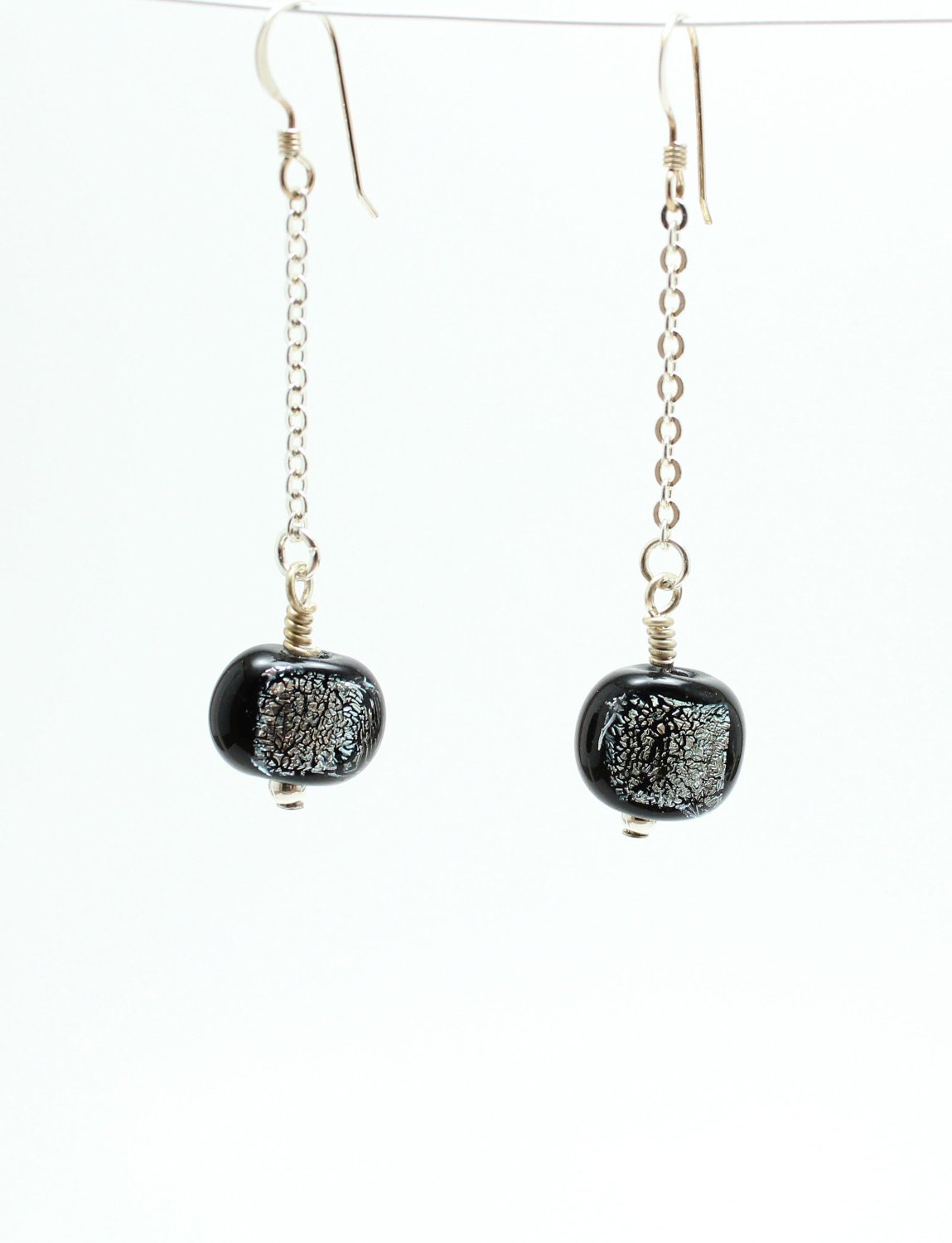 Suspended Sparkle- Dichoric Glass Dangle Earrings