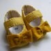 Sunny Yellow Felt Baby Shoes with Mustard Bows