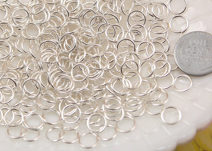 8mm Medium Silver Plated Jump Rings, Brass - 100 pc set
