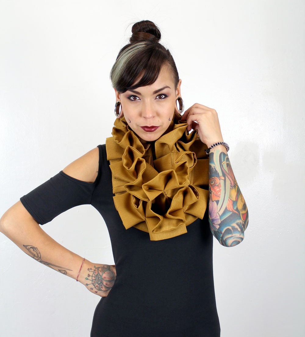 SALE KOMO Neck Garland Scarf Pinstriped in Harvest Yellow