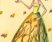 Original ACEO Painting -- Autumn maiden - PainterNik Original ACEO Painting -- Autumn maiden - PainterNik