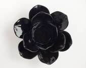 Vintage Eighties Porcelain Black Peony Candle Holder Home Decor
