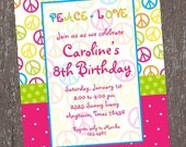 Girls Peace Sign Birthday Invitation Il_170x135