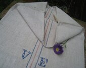 grain sack  feedbag hemp linen pillow ROSE FADED BLUE 22.04wide
