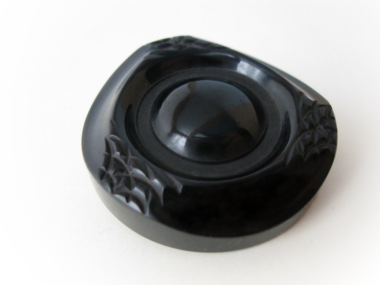 Renaissance Black Extra large button - 1 vintage shank button 40mm - EcoCraftSupply