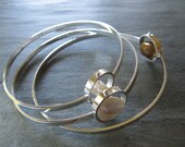 Floating Pearl Bangle Bracelet in Sterling Silver