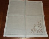 6 Vintage Floral Leafy  Cut-Out Linen Napkins