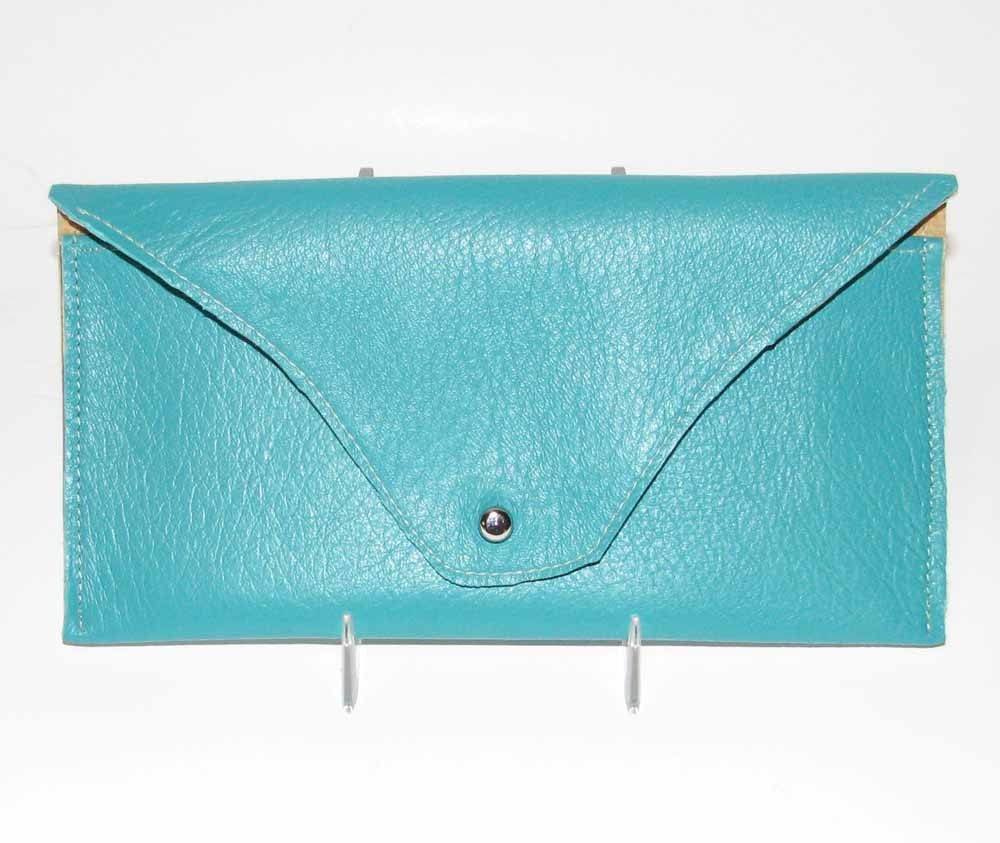 Turquoise Lambskin Cell Case Wallet iPhone Case iPod Case Handmade