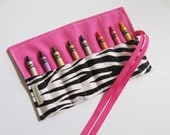 Crayon Roll - Zebra with Hot pink (holds 8)