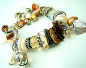 Pearl charm bracelet, brown mother of pearl bracelet, chunky pearl bracelet, fall color jewelry,... FALLing for You