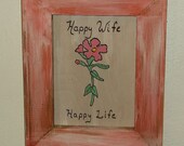 Shabby Chic Happy Wife Wall Hanging