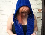CLEARANCE Super Bright Electric Blue Cute Hooded Scarf