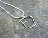 Charm with Necklace, Sterling Silver, Handmade, Personalized, State, Arkansas, Texas, Nebraska Outline, Oklahoma