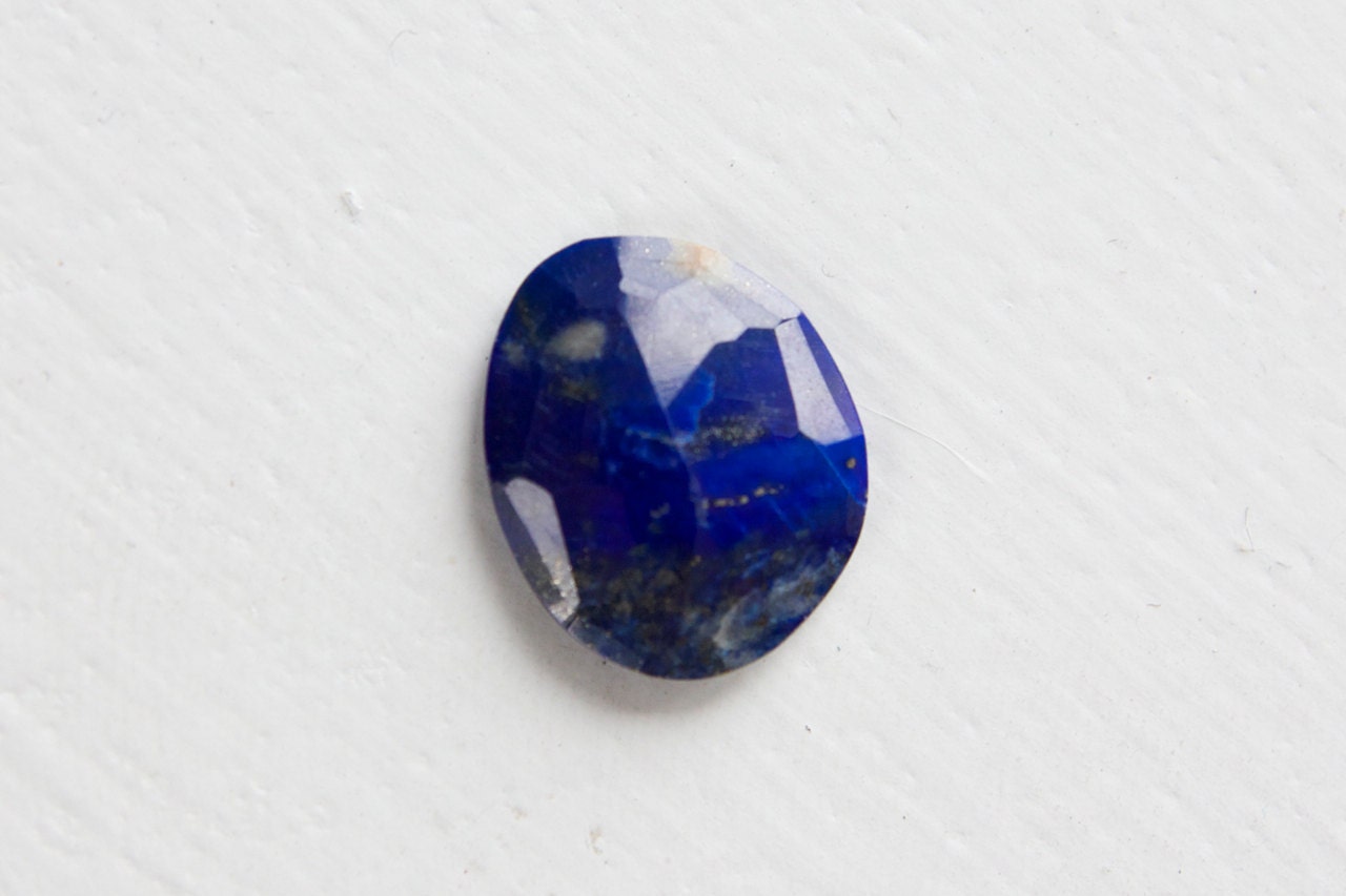 Lapis Ring in Recycled 14k Gold and Sterling Silver - free form rose cut stone