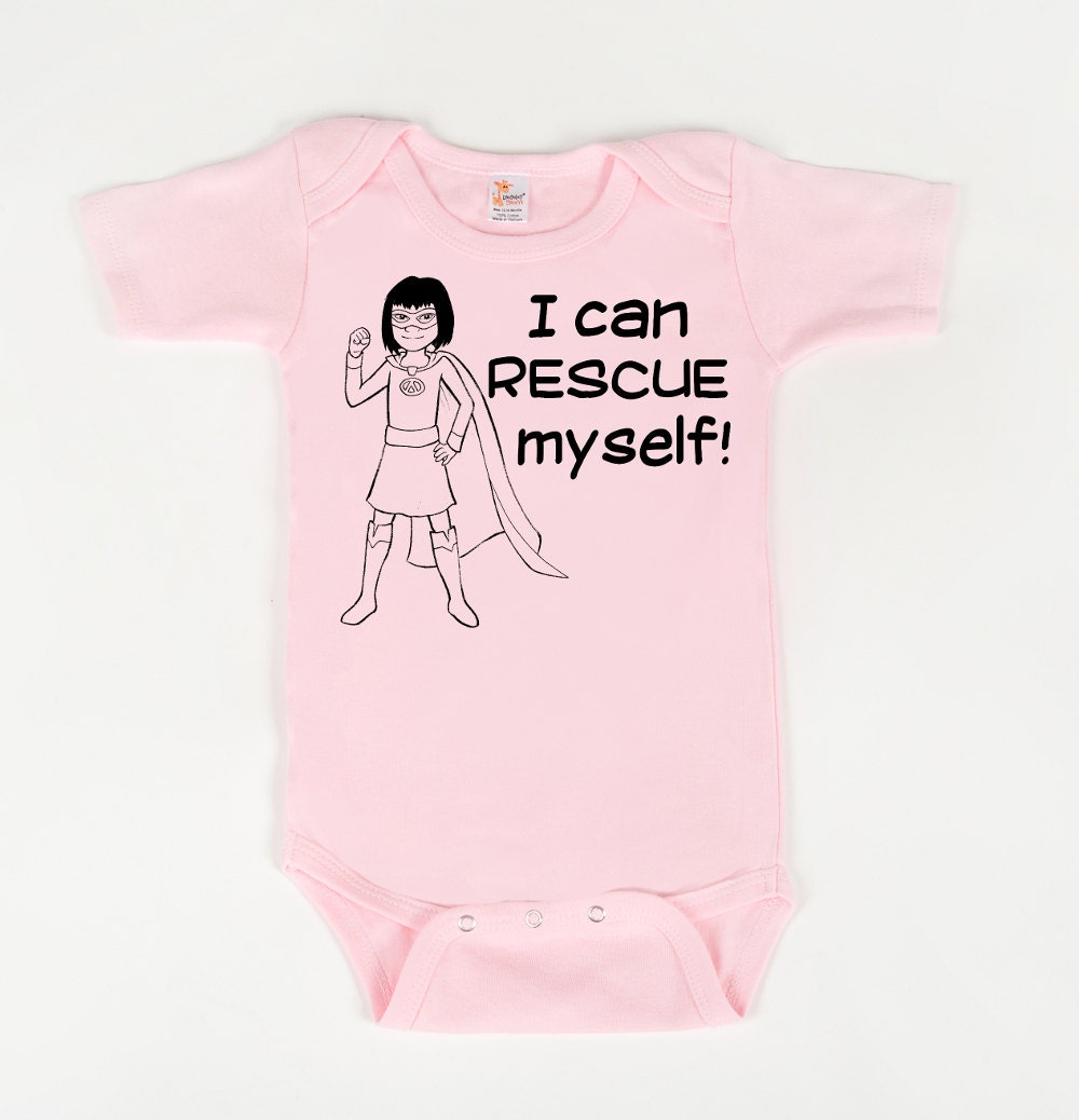 I can rescue myself - girl empowerment super hero bodysuit