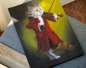 Violinist Cat Art, White Cat Playing Violin Wearing Powdered Wig, Mozart 8x10 Fine Art Print