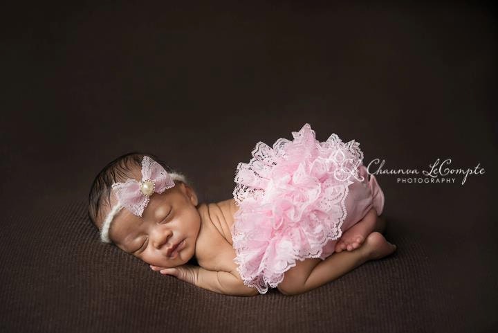 Pink Lace Diaper Cover Newborn Photography Prop with Matching Lace Headband in 0-3 Months Size, Newborn Props, Bloomers, Girl Props