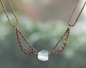 Aqua Quartz Peter Pan Collar Style Necklace on a Vintage Brass Snake Chain