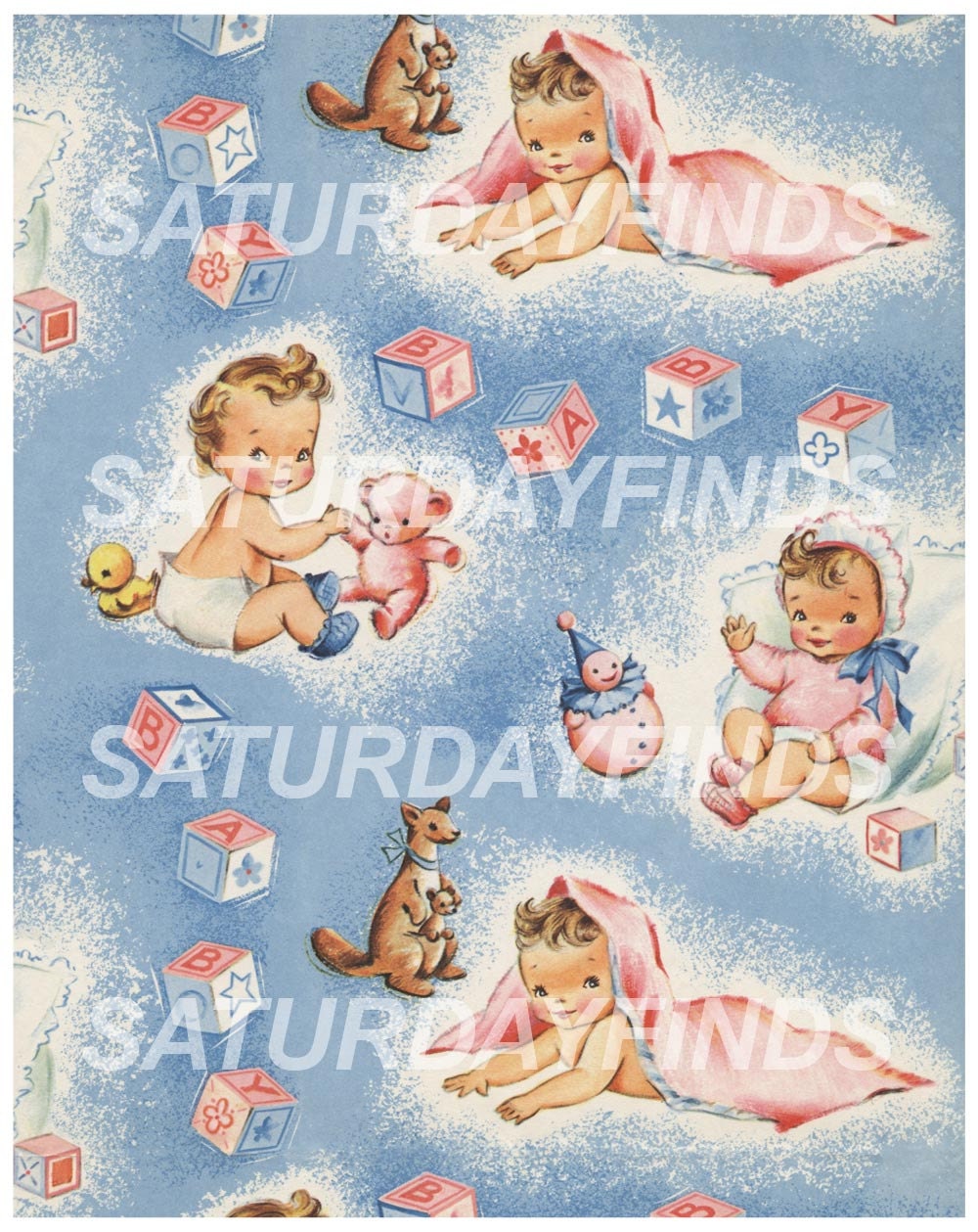 New Baby Vintage Wrapping Paper No. 4 (of 6) Digital Collage Sheet Download Immediately