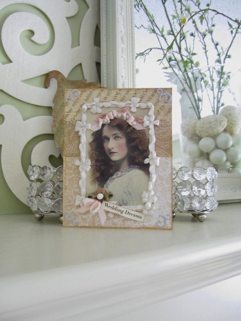 Handmade Wedding Card - Vintage Style Card for Wedding - Victorian Wedding Card