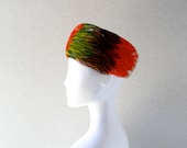 1950s vintage millinery hat - colorful feather pillbox - 60s Mad Men realness - designer hat chic
