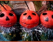 Hand made Halloween Pumpkin feather tree ornaments