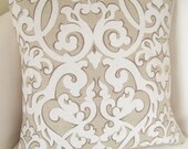 Decorative Pillow Cover Neutral Pillow Scroll Cushion Throw Pillow Accent Beige 18x18 Inches