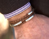 Men's Triple Wrap Leather and Silver Bracelet