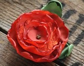 burnt orange lacey flower hair clip with pin, interchangeable accessory