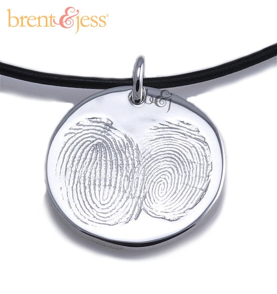 Sterling Silver Custom Two Become One Fingerprint Tip Pendant