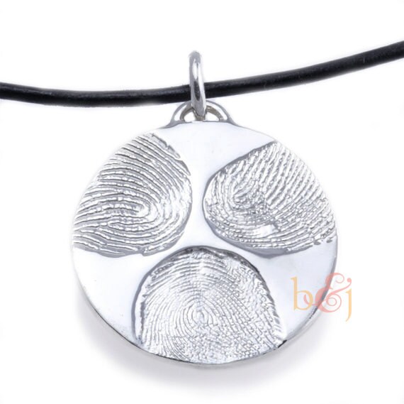 Custom fingerprint family pendant in Sterling Silver