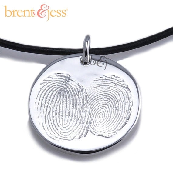Sterling Silver Custom Two Become One Fingerprint Tip Pendant