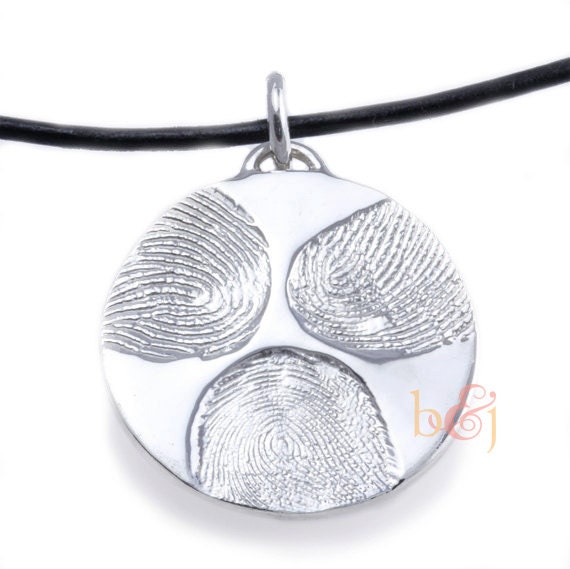 Custom fingerprint family pendant in Sterling Silver