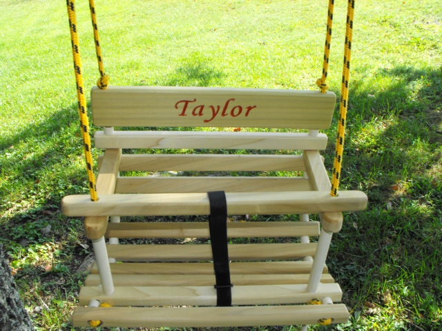 Toddler swing childs swing personalized handcrafted wood tree swing