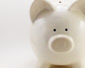 Personalized Piggy Bank - Plain - Cream - Ivory - with hole or NO hole in bottom
