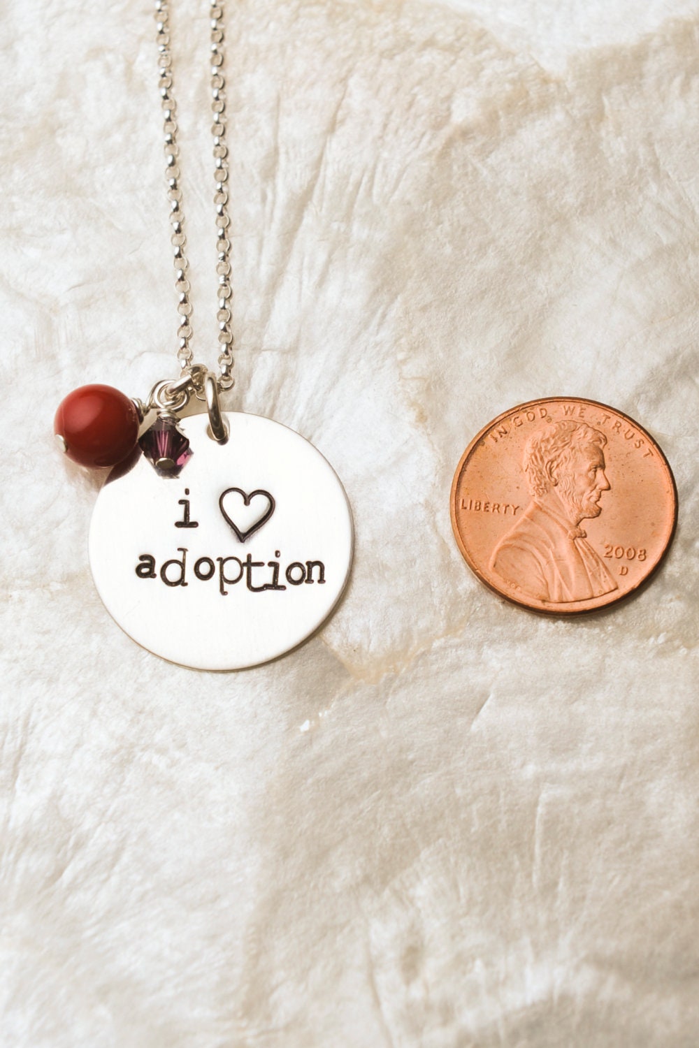 I Love Adoption Necklace, Adoption Gifts, Heart Necklace, Adoption Sayings