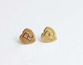 Gold Letter Heart Studs - A, C, D, E, J, P, R, S, T